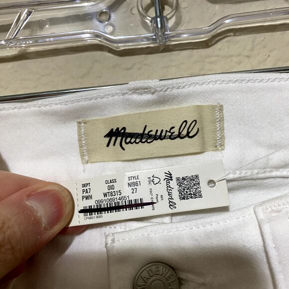 NWT MADEWELL Mid-Rise Kick-Out Size 27 Ankle-Length Pure White MSRP $128 - Picture 7 of 10